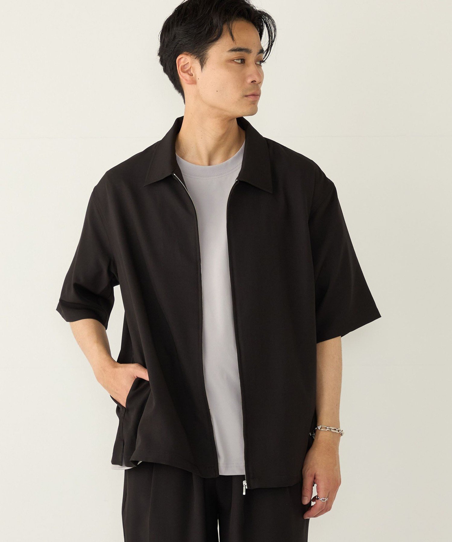 SHIPS Colors:＜吸水速乾・洗濯機可能＞2WAY ストレッチ ジップ シャツ◇ シップス トップス シャツ・ブラウス ネイビー ブラック ベージュ