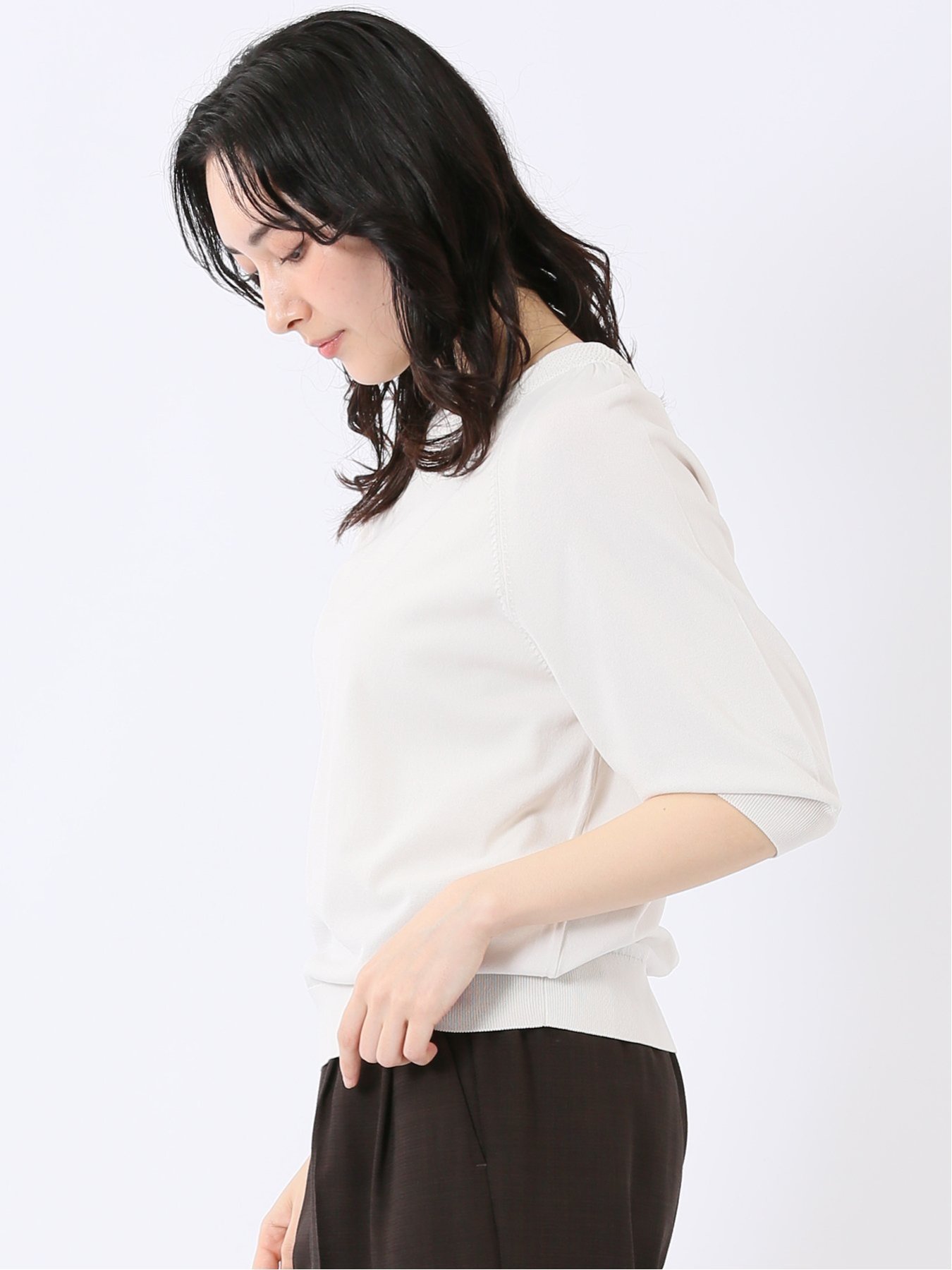 TAKA-Q 快適機能 ラグラン 半袖 ニット プルオーバー タカキュー トップス ニット ホワイト【送料無料】