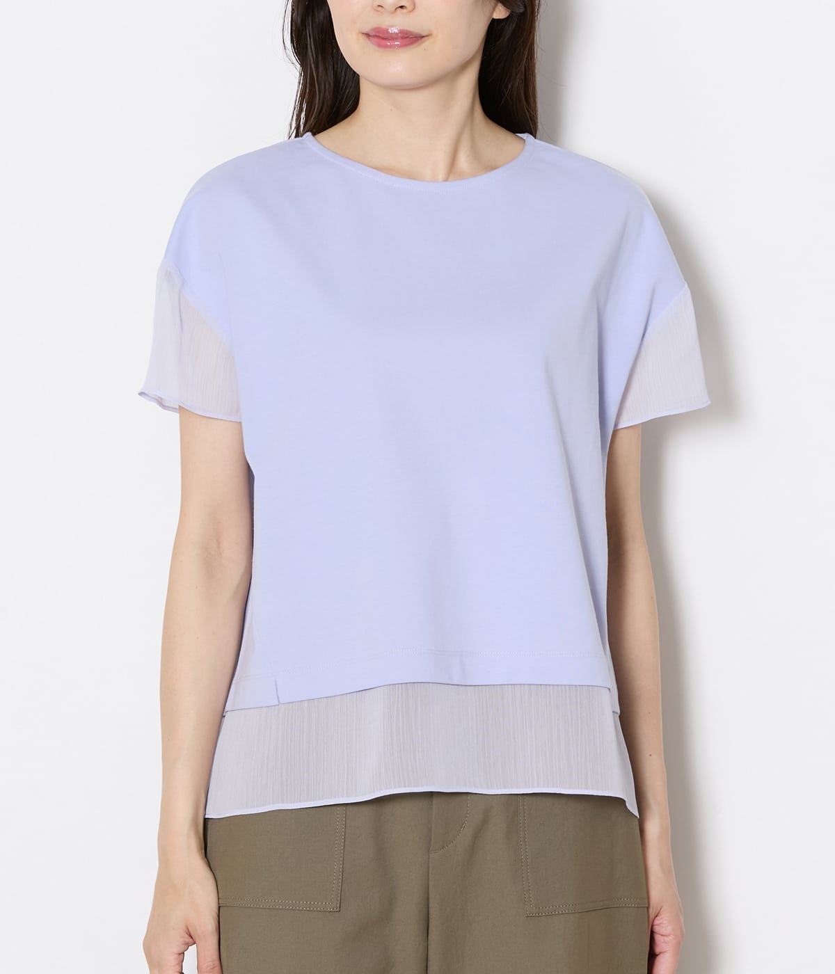 NEWYORKER WOMEN 袖切替えカットソープルオーバー レディース 遮熱 ニューヨーカー トップス カットソー・Tシャツ パープル
