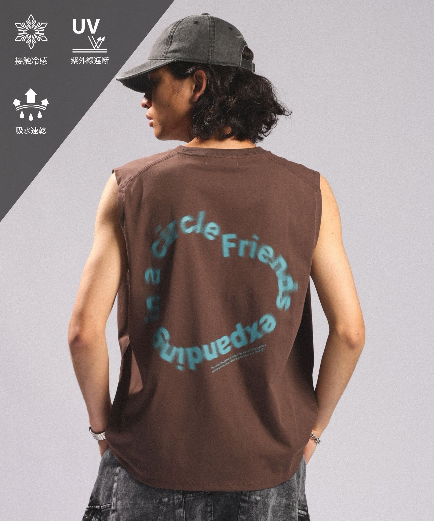 RAGEBLUE ＜接触冷感/吸水速乾＞ボカシサークルロゴ/ノースリTシャツ レイジブルー トップス カットソー・Tシャツ ブラウン ホワイト ブラック