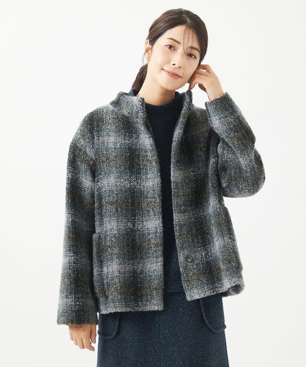 【SALE／50%OFF】GIANNI LO GIUDICE [日本製]ITALYミックスウールチェックジャケット ジャンニロジュディーチェ ジャケット・アウター その他のジャケット・アウター グレー ベージュ【送料無料】