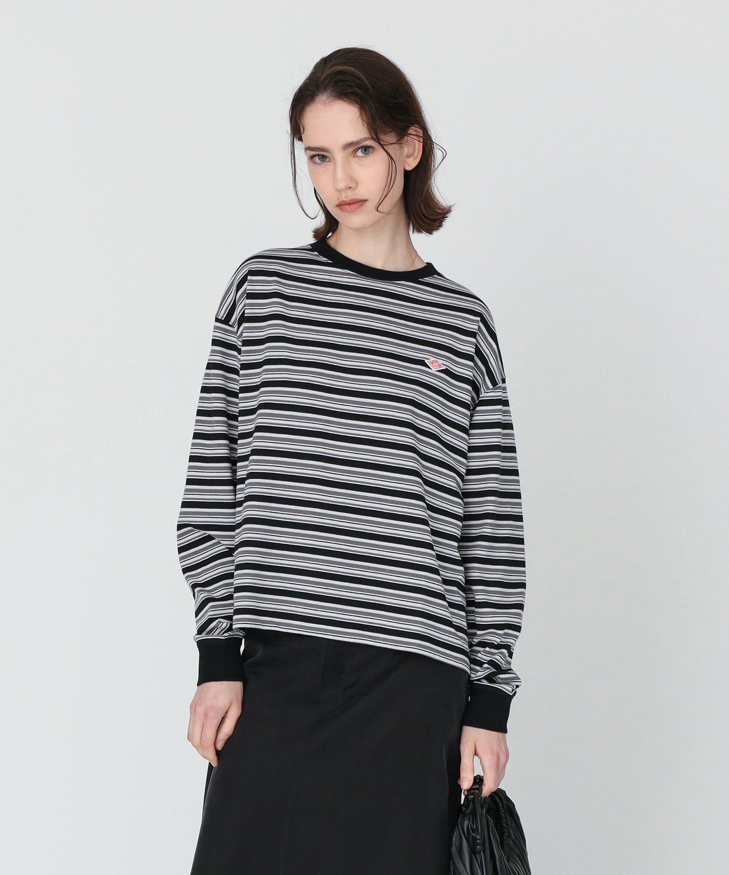 DANTON / LONG SLEEVE T-SHIRT STRIPE ビームス ウイメン トップス カットソー・Tシャツ ベージュ グリーン