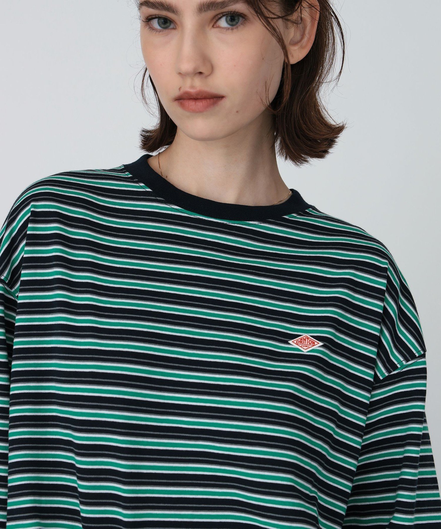 Ray BEAMS DANTON / LONG SLEEVE T-SHIRT STRIPE ビームス ウイメン トップス カットソー・Tシャツ ベージュ グリーン【送料無料】