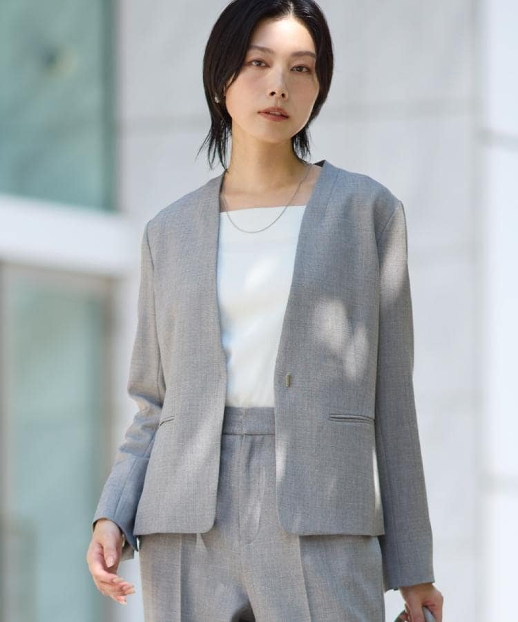 【SALE／30%OFF】THE SHOP TK ビジネスノーカラージャケット【セットアップ可/洗える】/CAVIANシリーズ..