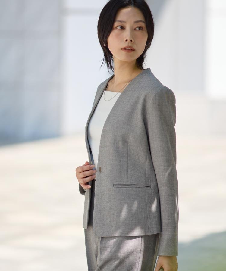 【SALE／30%OFF】THE SHOP TK ビジネスノーカラージャケット【セットアップ可/洗え...