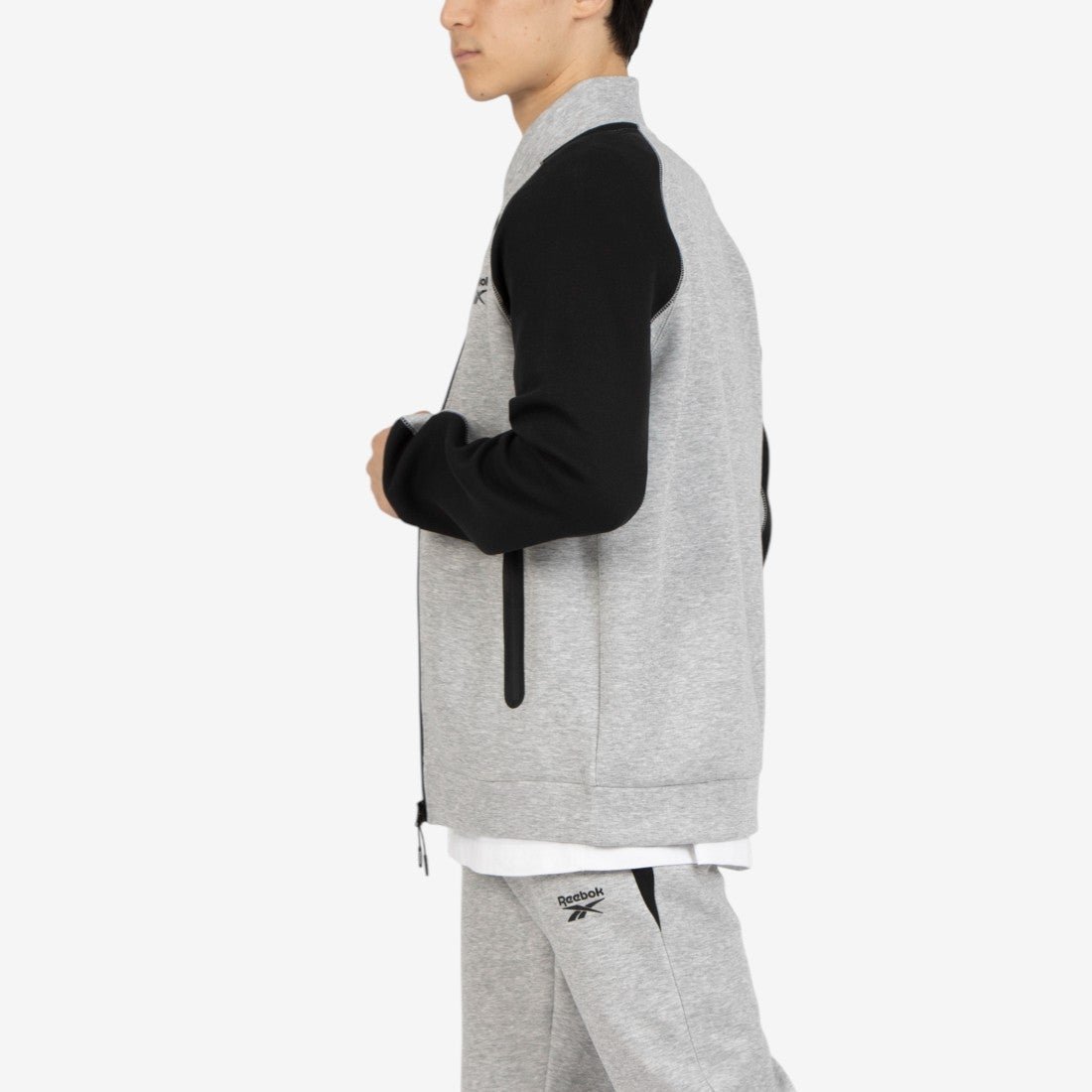 【SALE／41%OFF】Reebok ボンバージャケット / CONTRAST PANEL BOMBER JACKET リーボック ジャケット・アウター ブルゾン・ジャンパー グレー グリーン【送料無料】