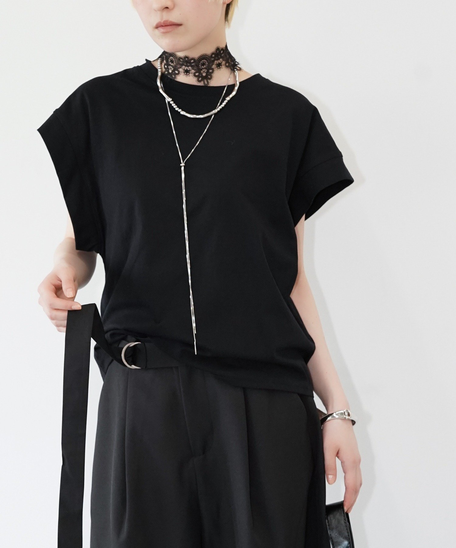 ドロップショルダー ワイドTシャツ chw26s245 チュクラ トップス カットソー・Tシャツ ブラック ホワイト