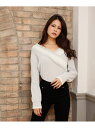 【SALE/50%OFF】LIP SERVICE バイカラーカシュクールシャギーニット リップサービス ニット 長袖ニット グレー ブラック ホワイト