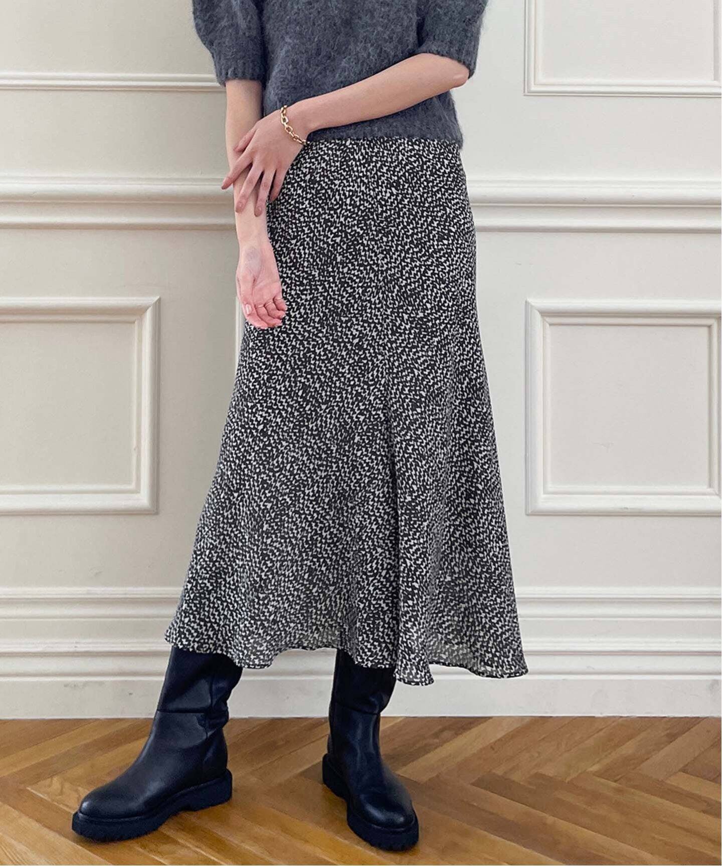 【SALE／30%OFF】IENA maisonヘリンボーンプリントスカート イエナ スカート その他のスカート グレー【送料無料】のサムネイル