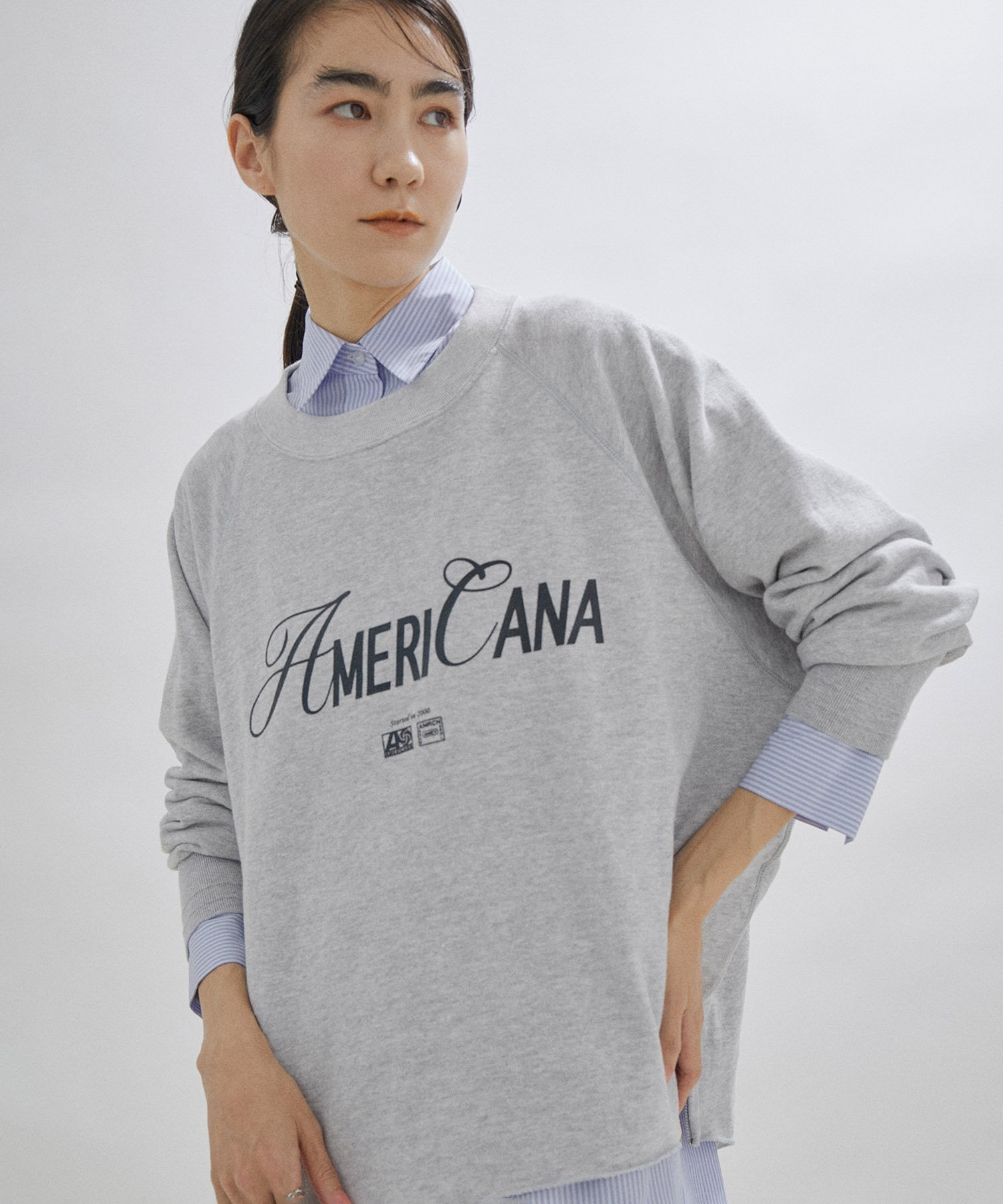 SALON adam et rope' 【Americana for SALON】[ご好評につき追加決定!]別注サイドジップロゴスウェット2 サロン アダム エ ロペ トップス スウェット・トレーナー ホワイト グレー【送料無料】