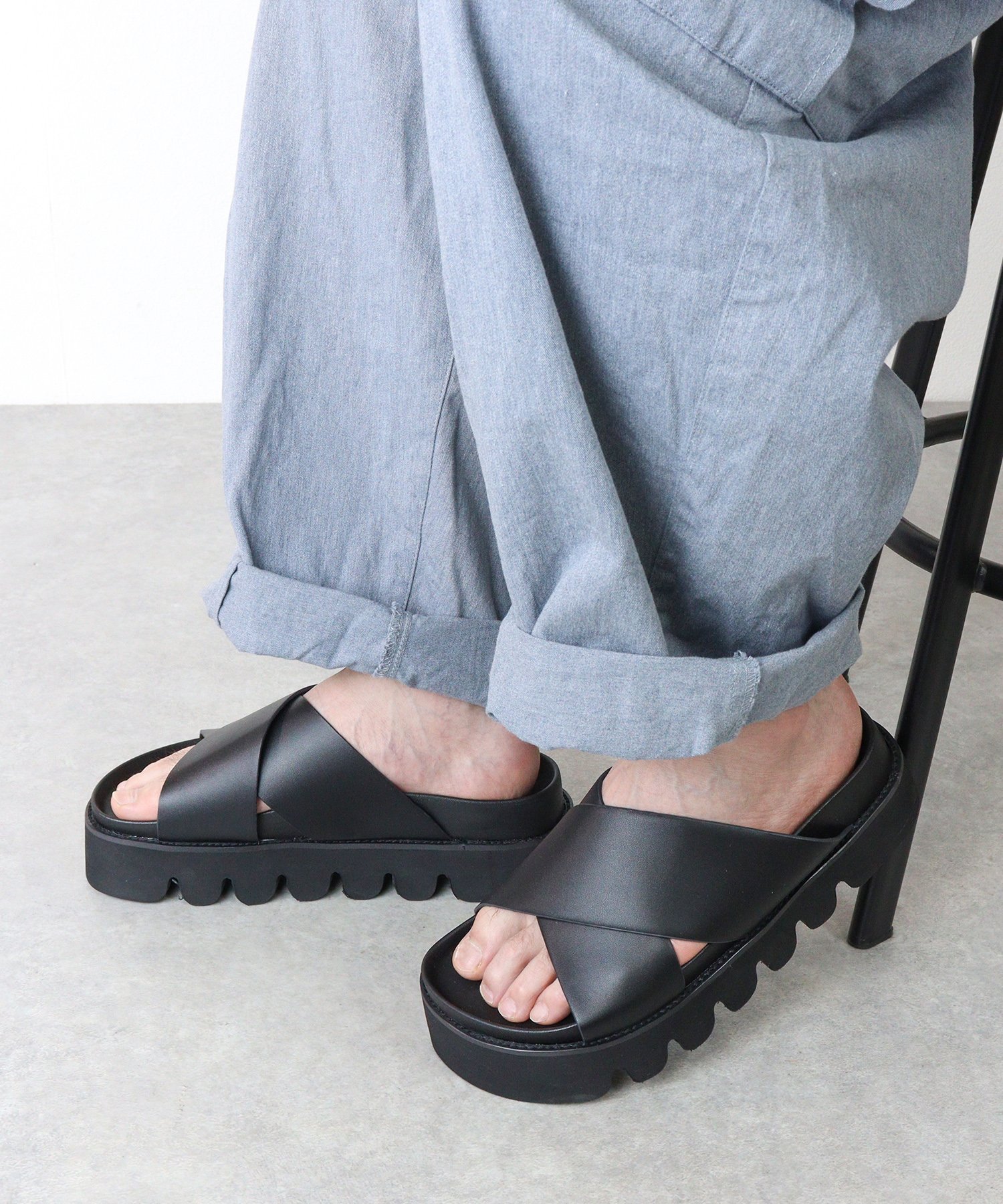 【SALE／10%OFF】LOVEHUNTER メンズ サンダル セットアップ 厚底 クロス サンダル ...