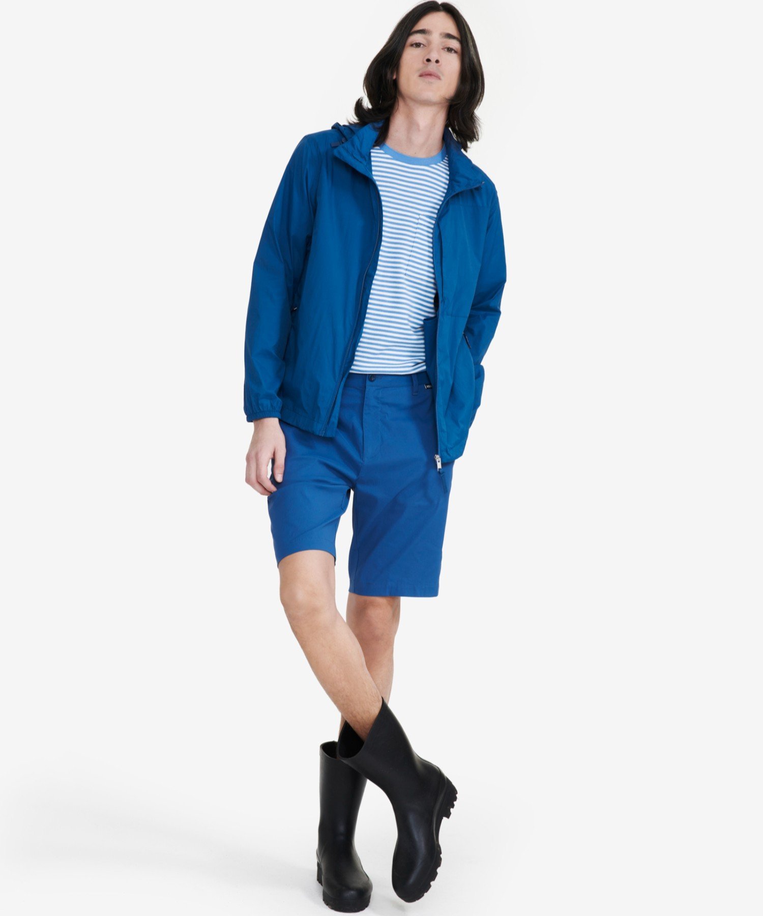 【SALE／50%OFF】AIGLE 撥水 軽量フーデッドジャケット エーグル ジャケット・アウター マウンテンパーカー ブルー ホワイト【送料無料】