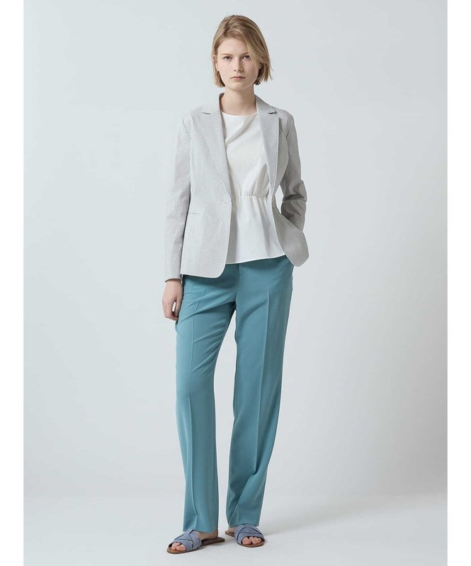 Aquascutum WOMEN ストライプサッカージャケット アクアスキュータム ジャケット・アウター テーラードジャケット・ブレザー ネイビー グレー【送料無料】