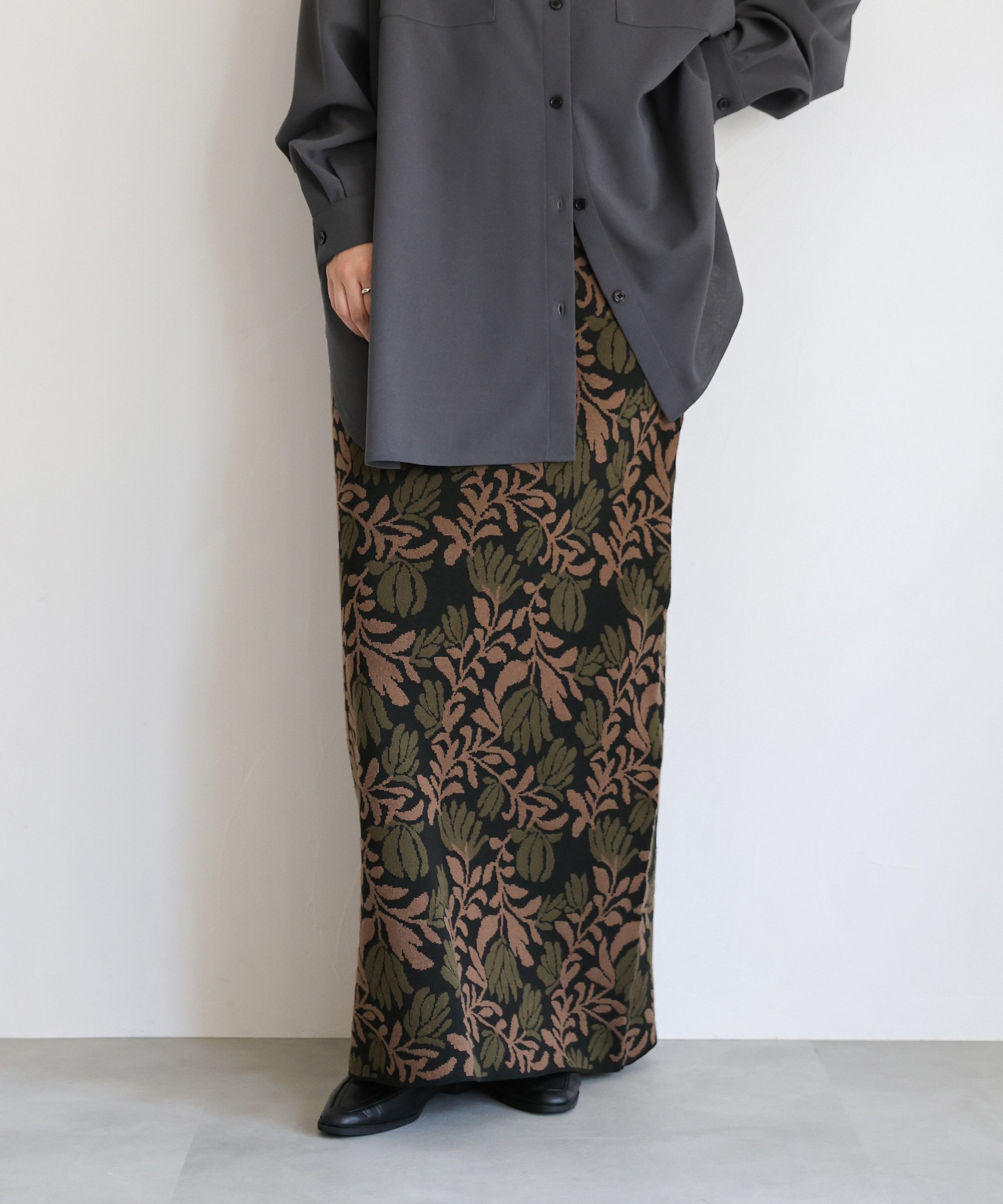 SELECT MOCA 【Et】リーフ柄ニットスカート セレクトモカ マタニティウェア・ベビー用品 マタニティパンツ・スカート【送料無料】のサムネイル