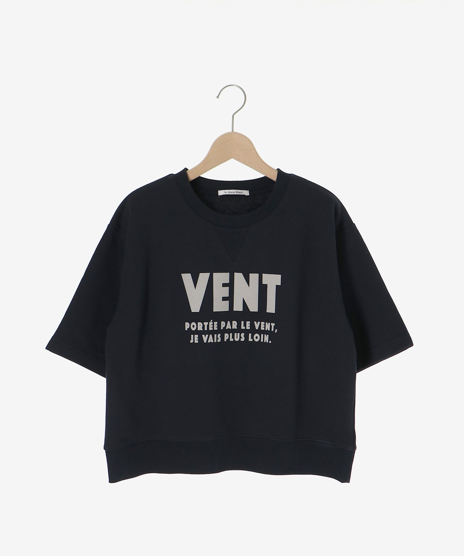 le.coeur blanc フロッキーミニ裏毛ロゴプルオーバー ルクールブラン トップス カットソー・Tシャツ ネイビー グレー