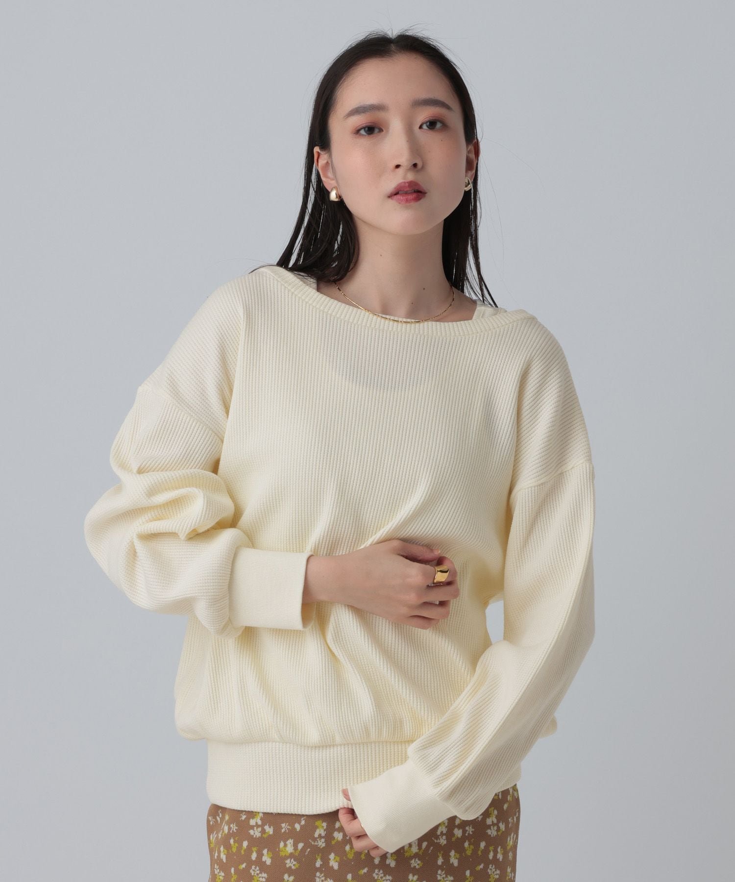 LEPSIM ワッフルドッキングプルオーバー レプシィム トップス カットソー・Tシャツ ベージュ グレー