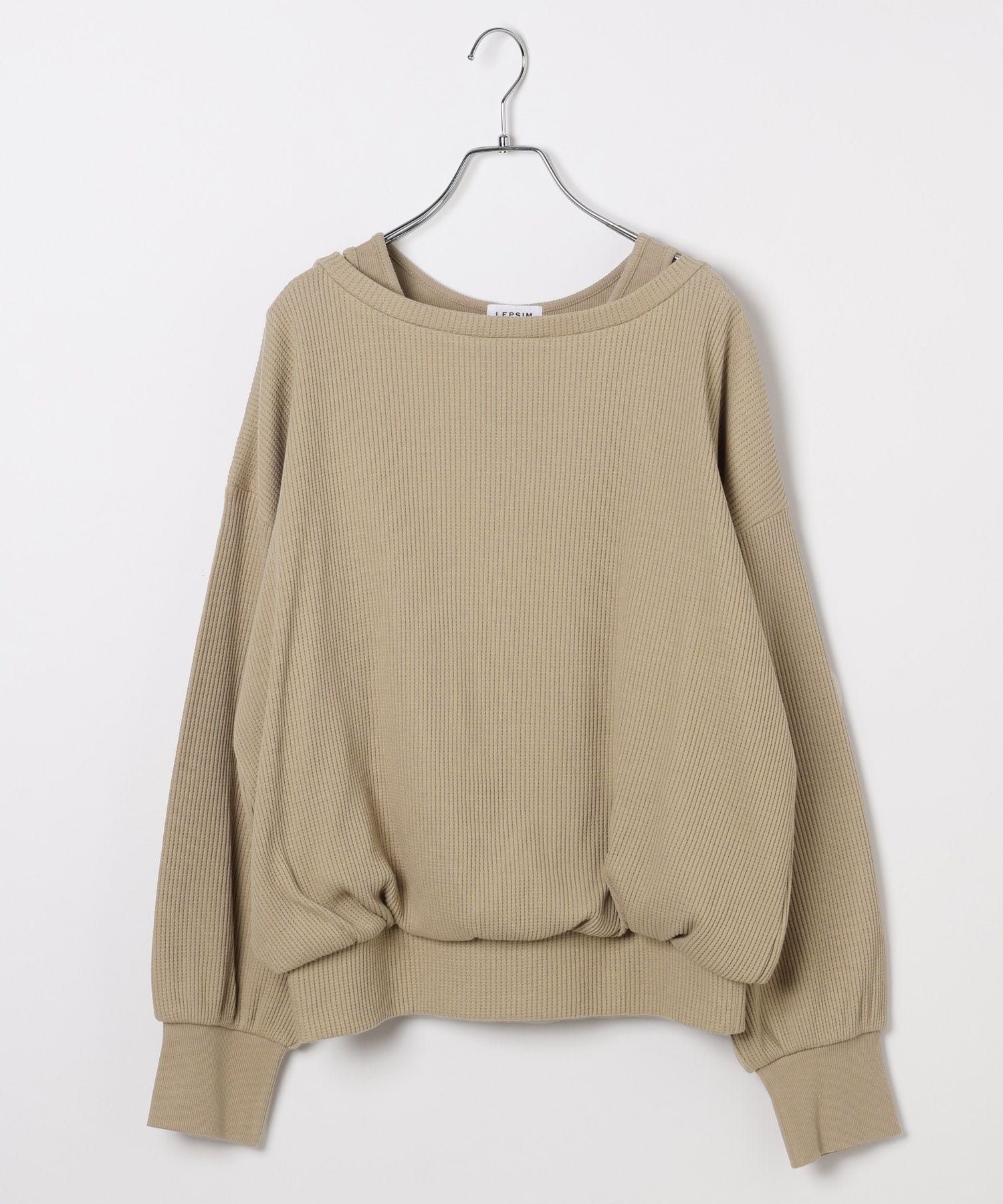 LEPSIM ワッフルドッキングプルオーバー レプシィム トップス カットソー・Tシャツ ベージュ グレー