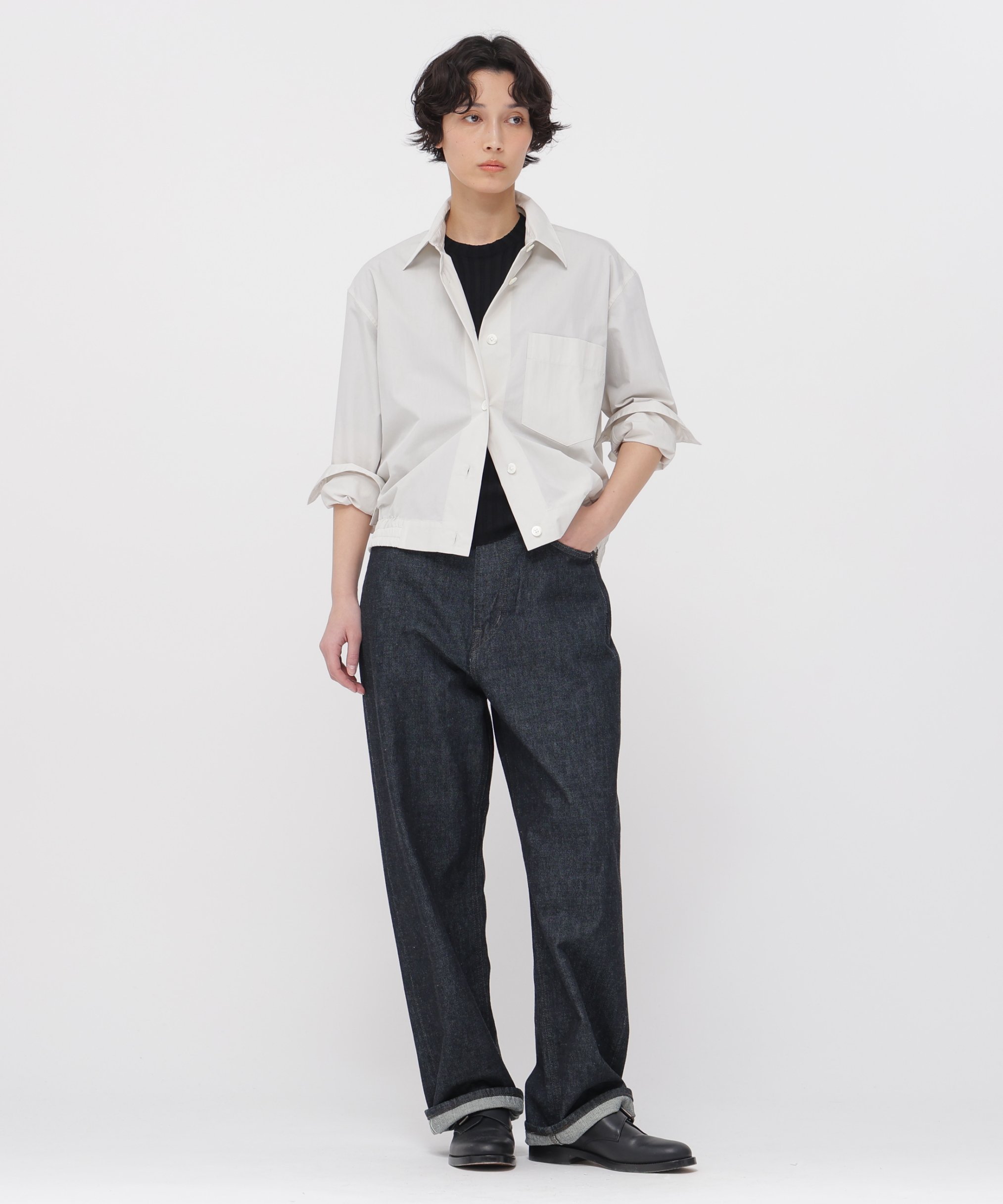MARGARET HOWELL COTTON NYLON POPLIN SHIRT マーガレット・ハウエル トップス シャツ・ブラウス ブラック