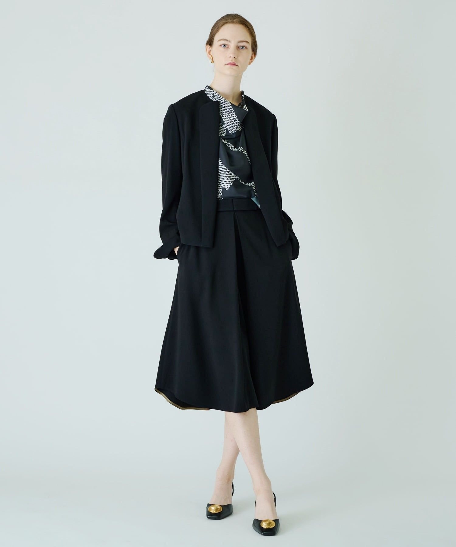 Leilian PLUS HOUSE ノーカラージャケット【BOURGE】 レリアン プラスハウス ジャケット・アウター テーラードジャケット・ブレザー ブラック
