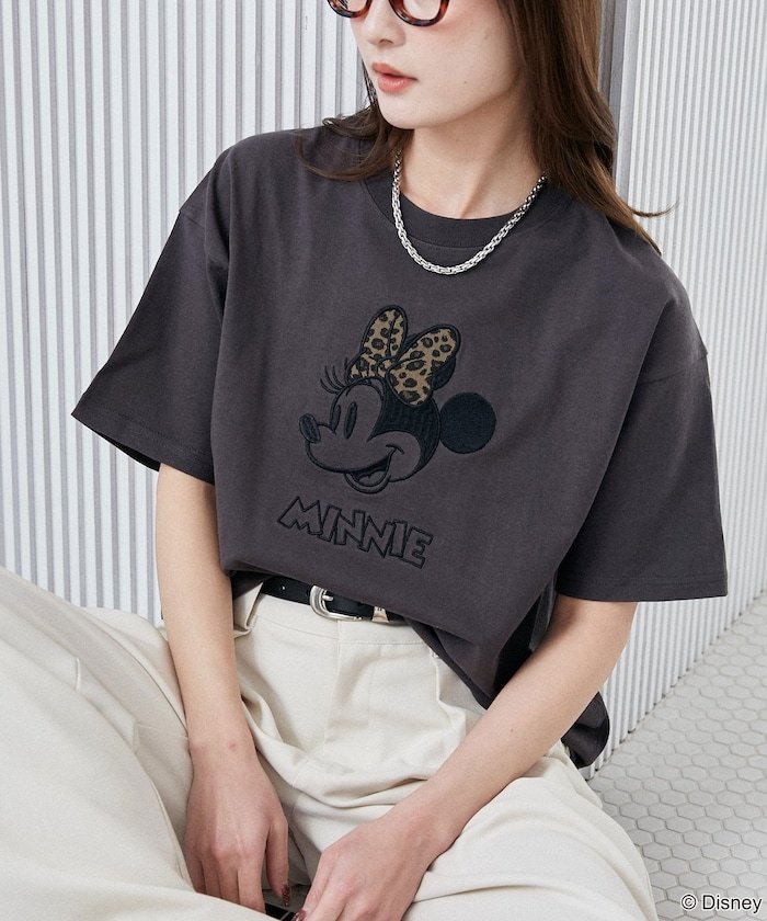 PUBLUX Minnie Mouse/ミニーマウス/ レオパード柄 ドッキング Tシャツ 限定展開 フリークスストア トップス カットソー・Tシャツ イエロー グレー