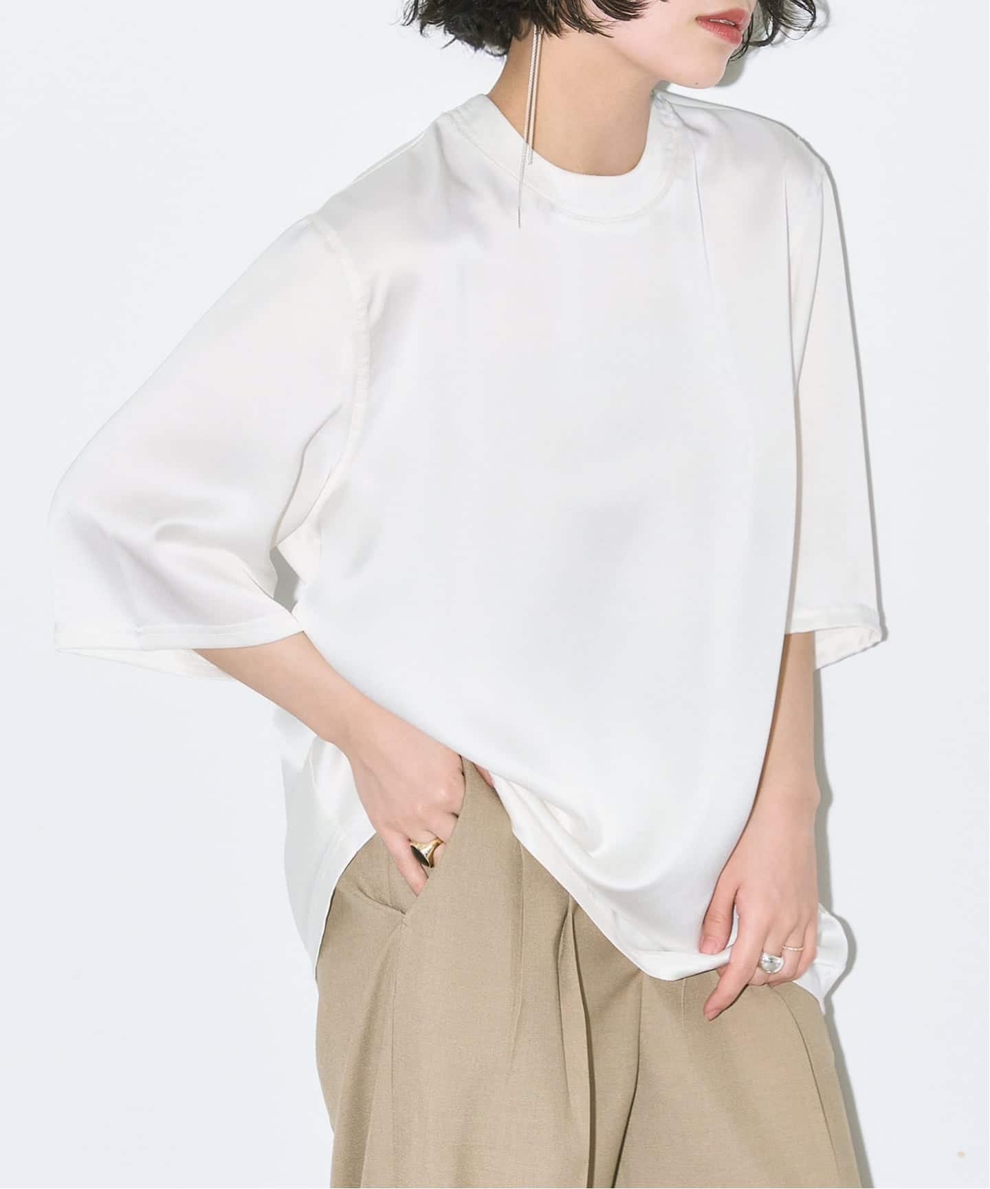 CITYSHOP 《追加予約2》SATIN Tシャツ シティーショップ トップス カットソー・Tシャツ ホワイト シルバー ブラック【送料無料】