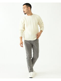 Wool Cable Crewneck Sweater 11-15-1343-048: White Wool Cable Crewneck Sweater 11-15-1343-048: White