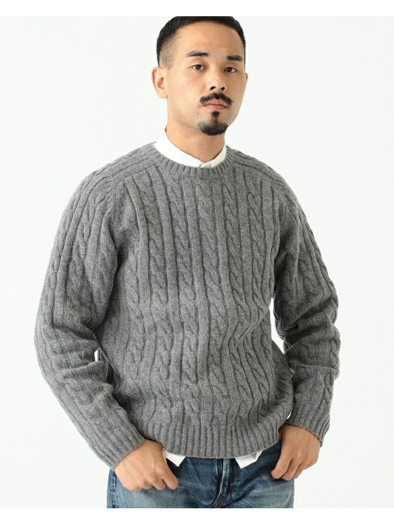 Wool Cable Crewneck Sweater 11-15-1343-048: Grey