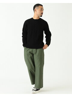 Wool Cable Crewneck Sweater 11-15-1343-048: Black Wool Cable Crewneck Sweater 11-15-1343-048: Black