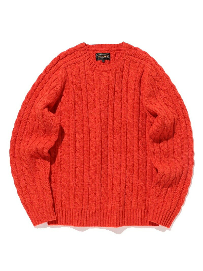 Wool Cable Crewneck Sweater 11-15-1343-048: Red