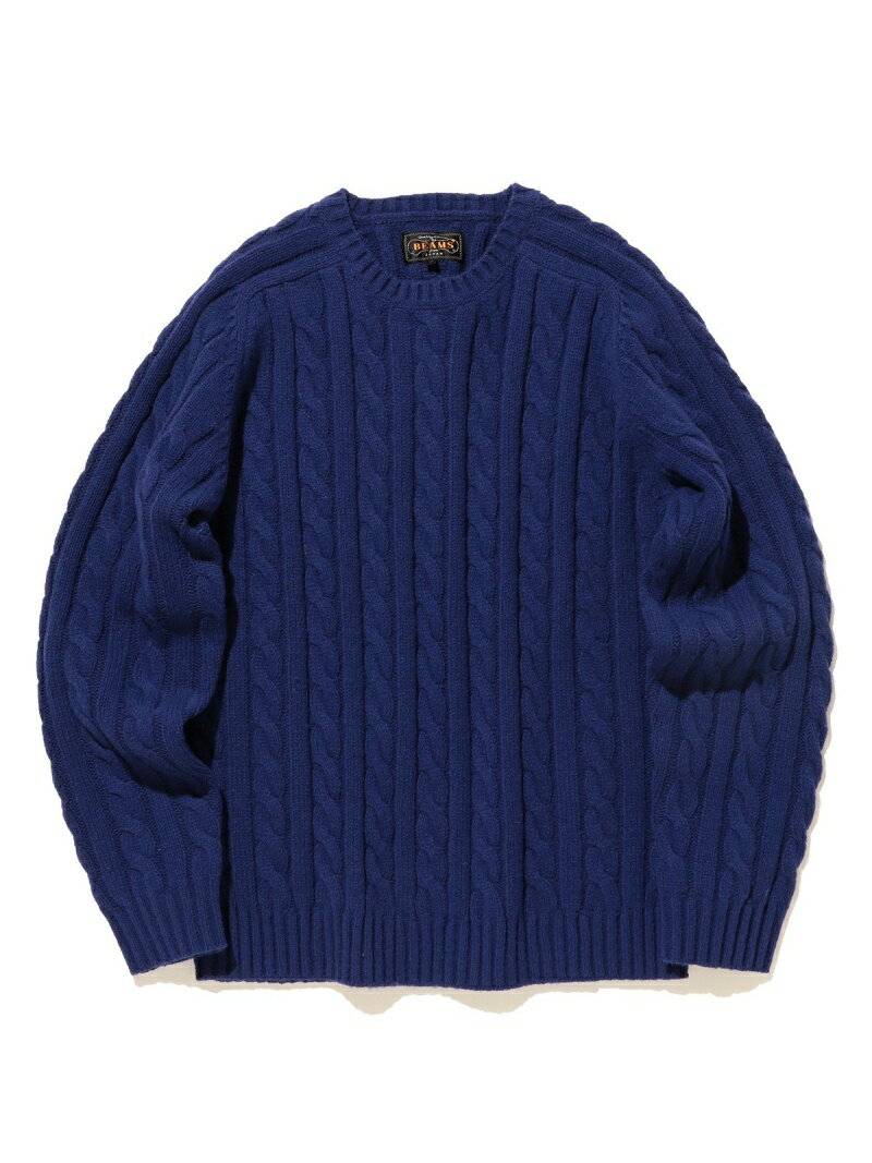 Wool Cable Crewneck Sweater 11-15-1343-048: Blue