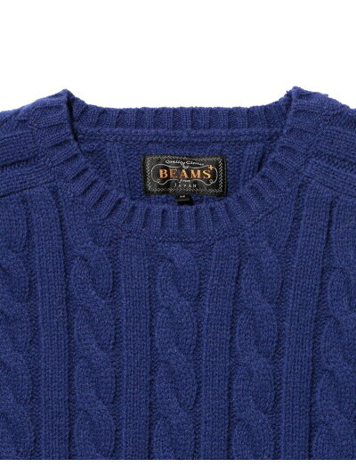 Wool Cable Crewneck Sweater 11-15-1343-048: Blue