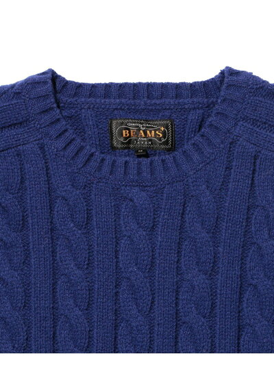 Wool Cable Crewneck Sweater 11-15-1343-048: Blue Wool Cable Crewneck Sweater 11-15-1343-048: Blue