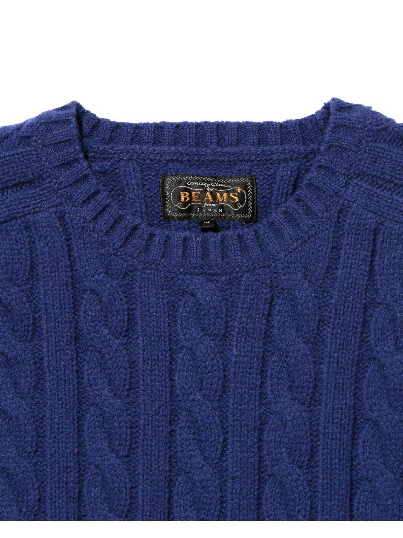 Wool Cable Crewneck Sweater 11-15-1343-048: Blue