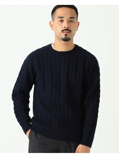 Wool Cable Crewneck Sweater 11-15-1343-048: Navy Wool Cable Crewneck Sweater 11-15-1343-048: Navy