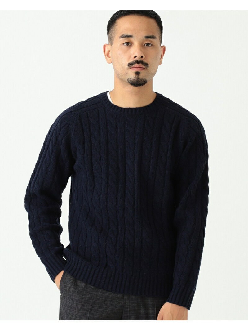 Wool Cable Crewneck Sweater 11-15-1343-048: Navy