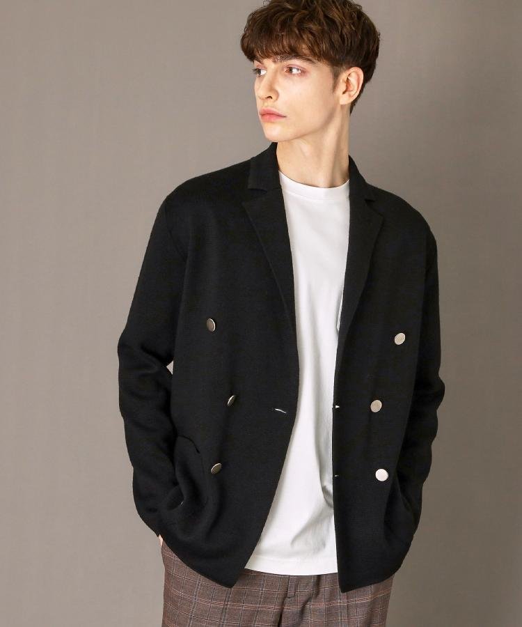 DRESSTERIOR ダブルブレスト ニットジャケット ドレステリア ジャケット・アウター テーラードジャケット・ブレザー ネイビー ブラック【送料無料】