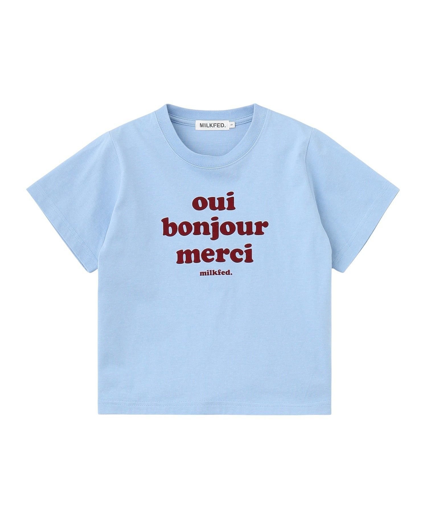 MILKFED. COOPER LOGO FLOCK PRINT COMPACT S/S TEE ミルクフェド トップス カットソー・Tシャツ ブラック ホワイト