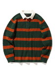 Beams Plus Blended Wool Stripe Rugby Cable Sweater 11-15-1353-103