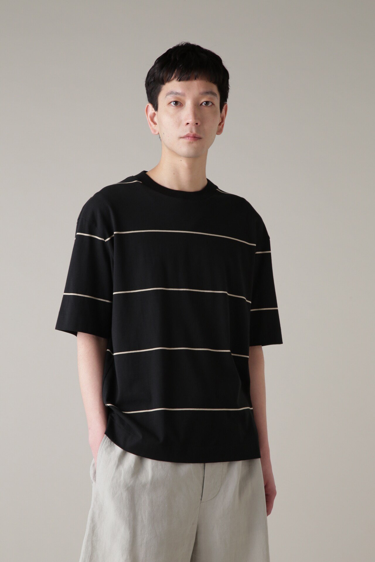 MARGARET HOWELL SPACED STRIPE COTTON JERSEY マーガレット・ハウエル トップス その他のトップス ブラック ホワイト【送料無料】