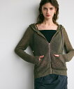 BEIGE, 【洗える】OPTICAL / ペーパーヤーンフーディージップニット ベイジ, トップス パーカー・フーディー レッド カーキグリーン【送料無料】
