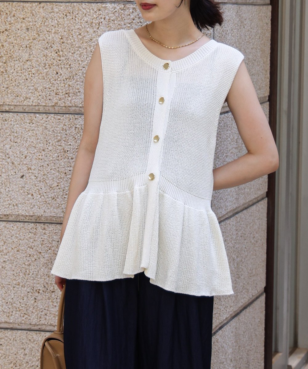 【SALE／20%OFF】Bou Jeloud 【WEB限定】ペプラムゴールドボタンベスト バブ / ブージュルード トップ..