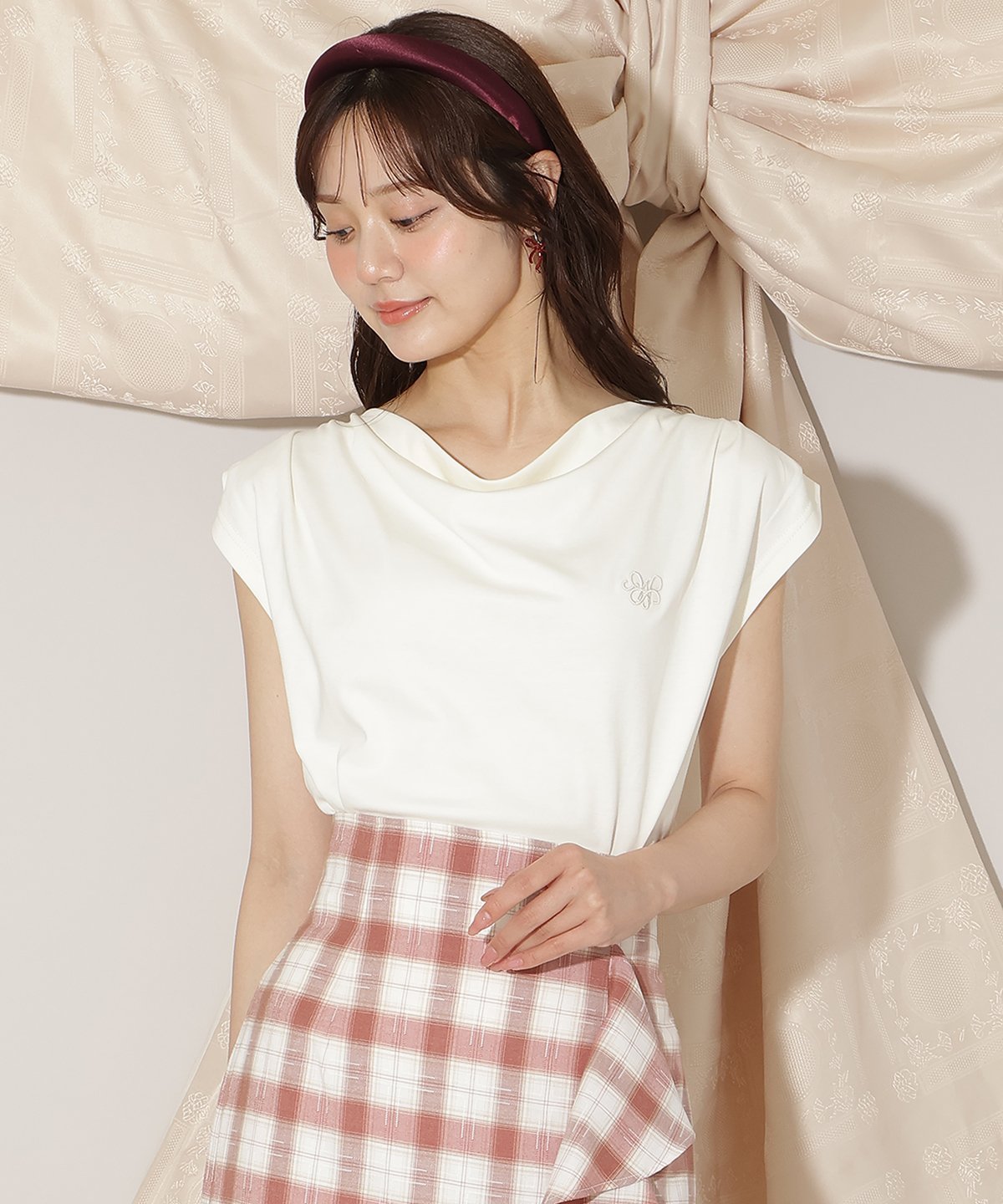 【SALE／40%OFF】WILLSELECTION ドレープデザインカットトップス ウィルセレクション トップス カットソー・Tシャツ ワインレッド ホワイト ブラック