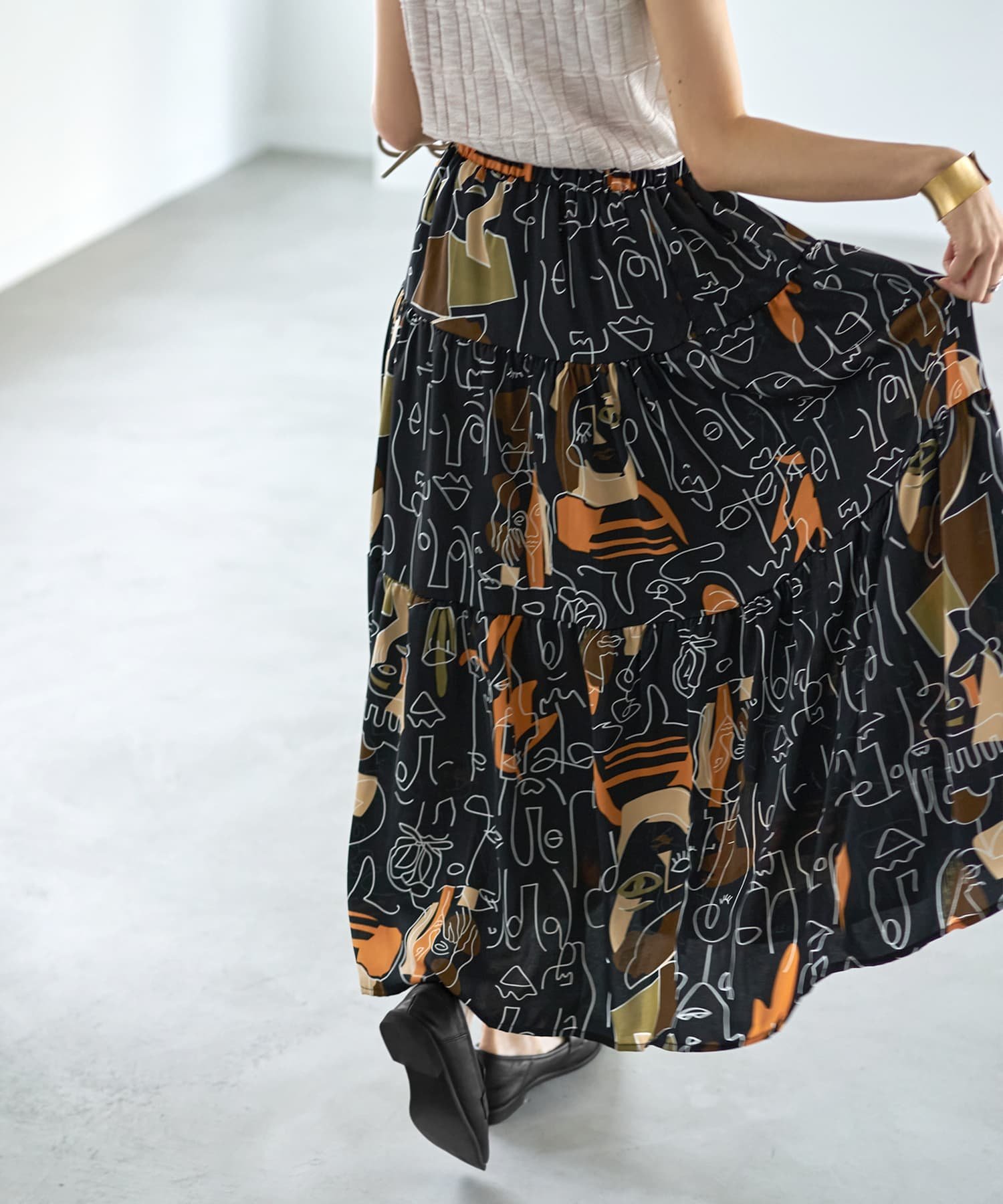 楽天Rakuten FashionSTYLE DELI FACEアート柄フレアスカート スタイルデリ スカート ロング・マキシスカート【送料無料】