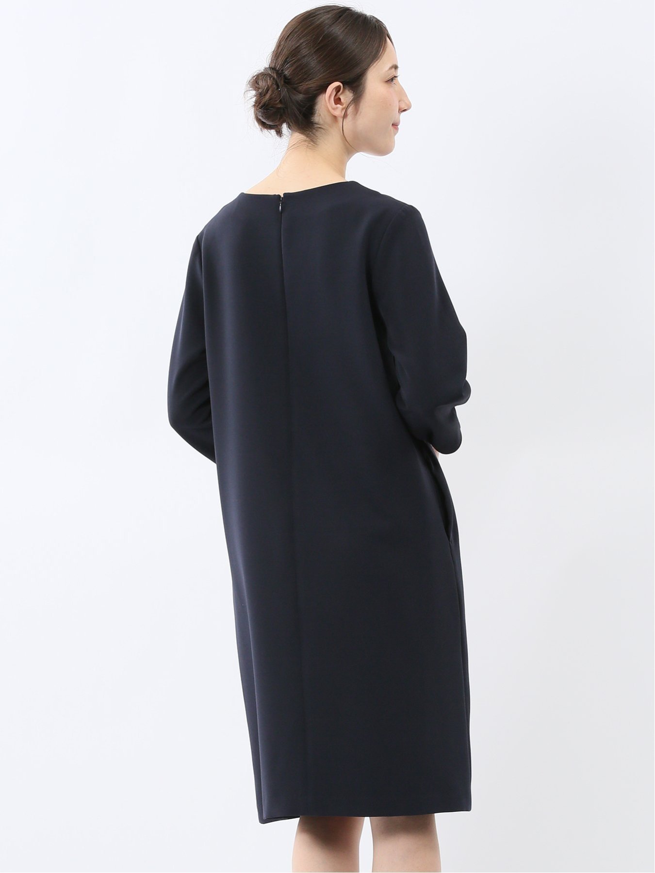 【SALE／30%OFF】TAKA-Q ダブルクロス サックワンピース 紺(セットアップ可能) タカキュー スーツ・フォーマル スーツワンピース【送料無料】