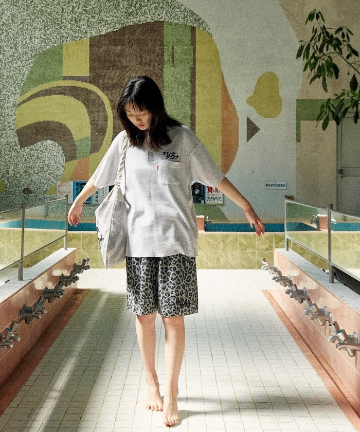 SAUVENIR 別注 メッシュバッグ付き KANNAIGI by Healthknit /ワッフル/館内着/ヘルスニット フリークスストア トップス カットソー・Tシャツ ブラック【送料無料】