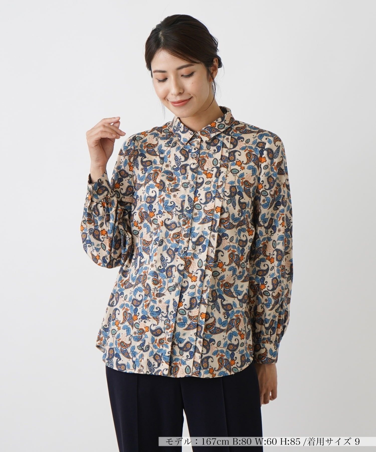 Leilian ペイズリー柄シャツブラウス レリアン トップス シャツ・ブラウス ブラウン