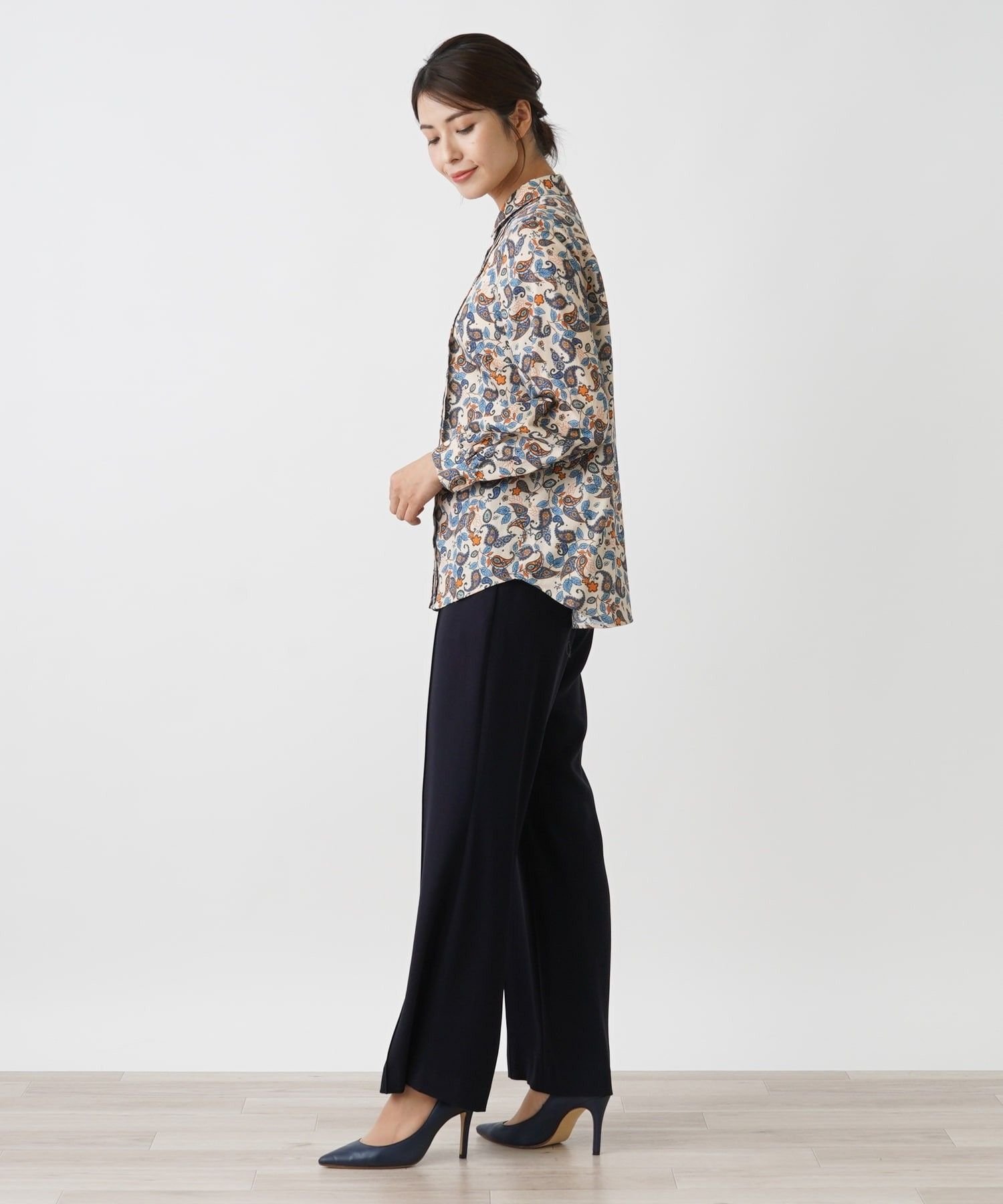 Leilian ペイズリー柄シャツブラウス レリアン トップス シャツ・ブラウス ブラウン