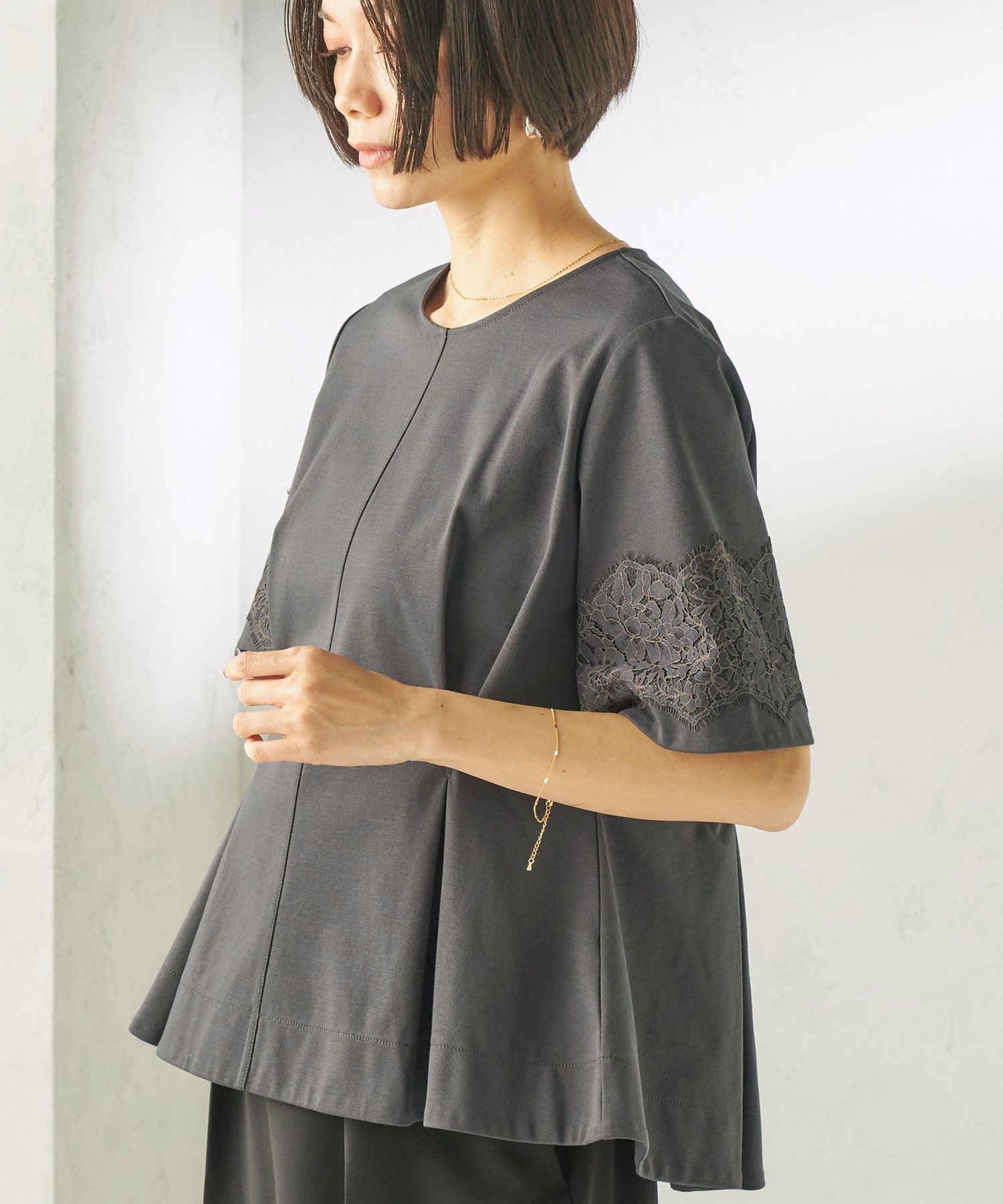 【SALE／50%OFF】SHIPS WOMEN ＜手洗い可能＞シルケット ポンチ レース コンビ プルオーバー シップス トップス カットソー・Tシャツ ホワイト ブルー【送料無料】
