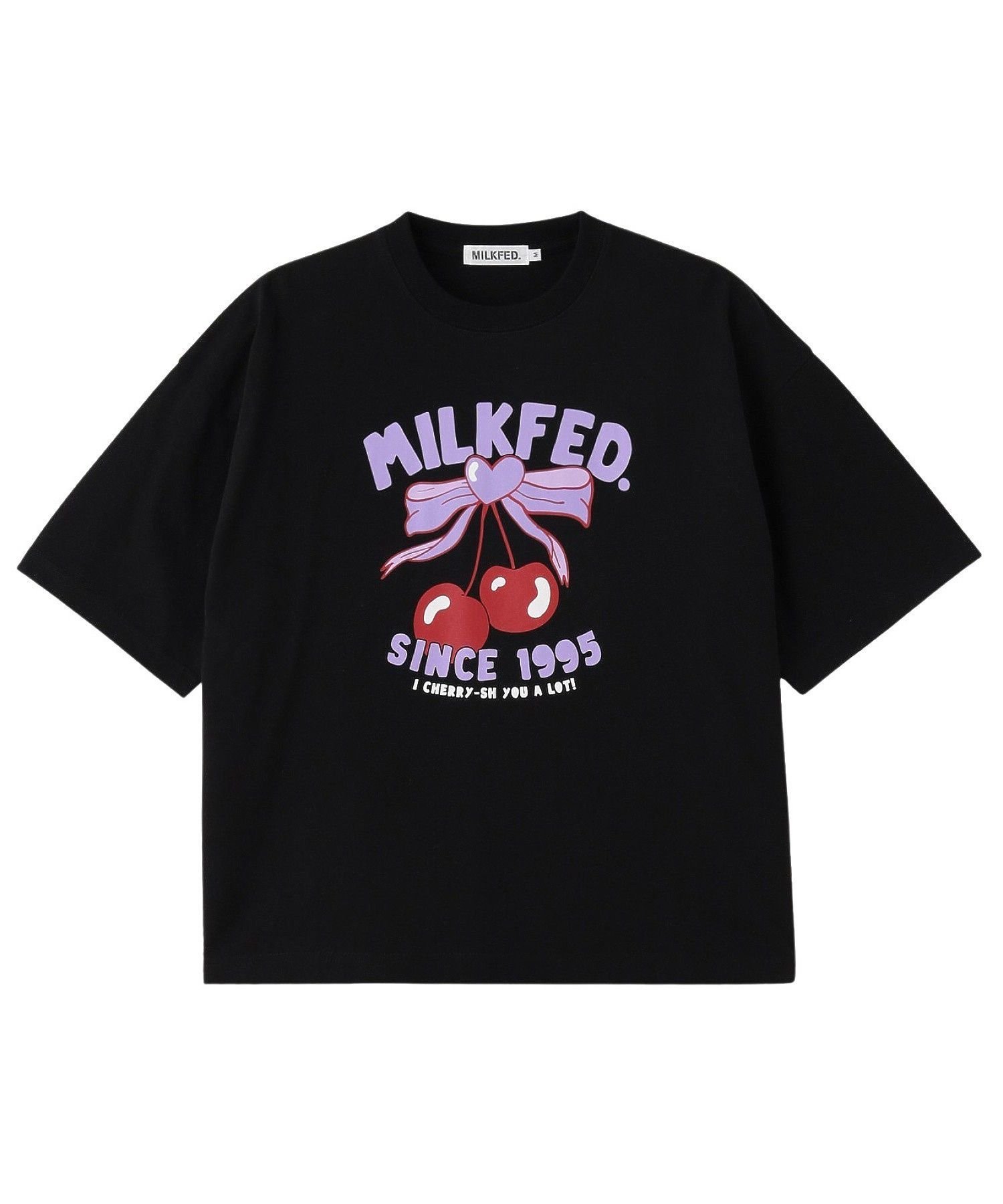 MILKFED. CHERRY RIBBON WIDE S/S TEE ミルクフェド トップス カットソー・Tシャツ ネイビー ホワイト ブラック