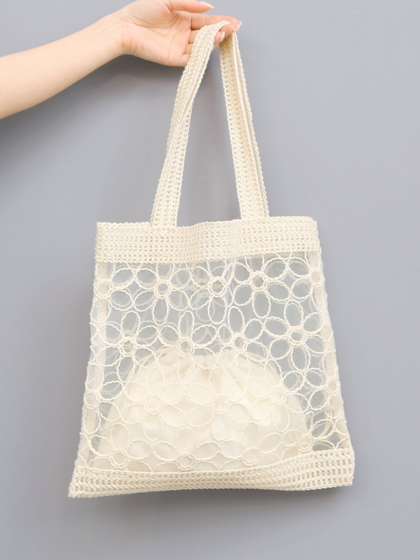 カシュカシュ cachecache / レースミニ手提げバッグ アンビリオン バッグ トートバッグ ブラック